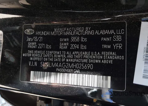 2021 Hyundai Elantra Sel from USA, damaged, VIN 5NPLM4AG2MH025690